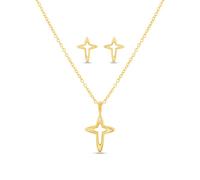 My Diamonds Gold Plated Silver Diamond-Set Cross Gift Set - D99254