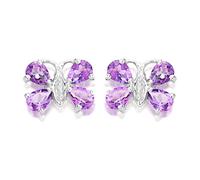 My Diamonds Silver Amethyst And Diamond Butterfly Stud Earrings - D90151