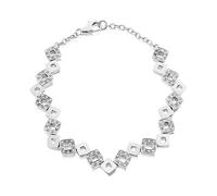 My Diamonds Silver Offset Open Square Link Bracelet - 12pts - D99208