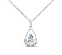 My Diamonds Silver Pear Blue Topaz And Diamond Necklace - D99226
