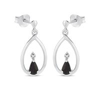 My Diamonds Silver Pear Sapphire And Diamond Earrings - D99297