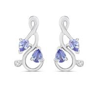 My Diamonds Silver Pear Tanzanite And Diamond Earrings - D99290