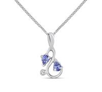 My Diamonds Silver Pear Tanzanite And Diamond Necklace - D99291