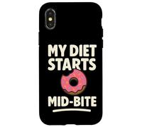 My Diet Starts Mid-Bite Funny Donut Quote Case for iPhone X/XS