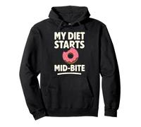 My Diet Starts Mid-Bite Funny Donut Quote Pullover Hoodie