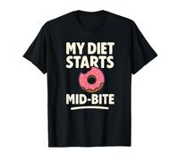 My Diet Starts Mid-Bite Funny Donut Quote T-Shirt