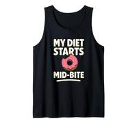My Diet Starts Mid-Bite Funny Donut Quote Tank Top