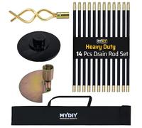 MY DIY 31ft Drain Rod Set 14Pcs Includes Easy Carry Storage Bag Plunger Double Worm Screw & Connectors Heavy Duty Sewer Gutter Cleaning Drain Unblocker Tool Reaches Up to 9.4m Length Domestic Home Use