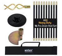 MY DIY 31ft Drain Rod Set 14Pcs Includes Easy Carry Storage Bag Plunger Double Worm Screw & Connectors Heavy Duty Sewer Gutter Cleaning Drain Unblocker Tool Reaches Up to 9.4m Length Domestic Home Use