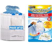 MY DIY 12x Wardrobe Dehumidifiers Interior Hanging Dehumidifier 500ML Condensation Remover Bag Moisture Damp Trap Absorber Wardrobe Dehumidifiers For Damp Mould Long Lasting