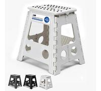MY DIY Folding Step Stool 15 Inch (40cm) Lightweight Heavy Duty Strong Plastic Stool For Kids & Adults With Easy Carry Handle 150KG Weight Capacity Portable Footstool (White)