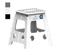 MY DIY Folding Step Stool 15 Inch Lightweight Heavy Duty Strong Plastic Stool For Kids & Adults With Easy Carry Handle 150KG Weight Capacity Portable Footstool For Home Office Kitchen Bathroom (White)