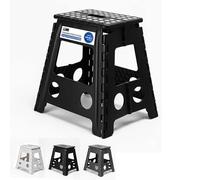 MY DIY Folding Step Stool 17 Inch (45cm) Lightweight Heavy Duty Strong Plastic Stool For Kids & Adults With Easy Carry Handle 150KG Weight Capacity Portable Footstool (Black)