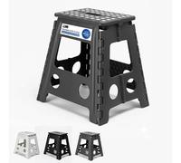 MY DIY Folding Step Stool 17 Inch (45cm) Lightweight Heavy Duty Strong Plastic Stool For Kids & Adults With Easy Carry Handle 150KG Weight Capacity Portable Footstool (Grey)