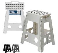 MY DIY Folding Step Stool 17 Inch (45cm) Lightweight Heavy Duty Strong Plastic Stool For Kids & Adults With Easy Carry Handle 150KG Weight Capacity Portable Footstool (White)