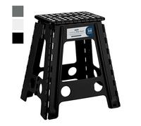 MY DIY Folding Step Stool 17 Inch Lightweight Heavy Duty Strong Plastic Stool For Kids & Adults With Easy Carry Handle 150KG Weight Capacity Portable Footstool For Home Office Kitchen Bathroom (Black)