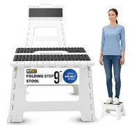 MY DIY Folding Step Stool 9 Inch (22cm) Lightweight Heavy Duty Strong Plastic Stool For Kids & Adults With Easy Carry Handle 150KG Weight Capacity Portable Footstool