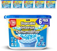 My DIY PROFESSIONAL PRODUCTS Dehumidifiers Disposable 6 Pack 500Ml Moisture Absorber Dehumidifier For Home Condensation Remover Interior Dehumidifiers