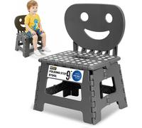 MY DIY PROFESSIONAL PRODUCTS Folding Step Stool-2-in-1 Foldable Chair & Step Stool-Lightweight Step Stools Supporting up to 150kg - Grey