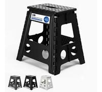 My DIY PROFESSIONAL PRODUCTS Small Folding Step Stool - 15'' Lightweight Portable Super Strong Foldable Footstool with Handle For Bathroom Durable Indoor Plastic Stools Black, 29x22x39cm (MD-FST1)