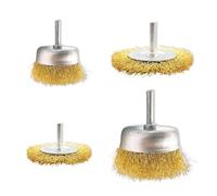 My DIY Wire Brush Drill Set of 4 - Heavy Duty Rust & Paint Removal Kit with 6mm Hex Shank - Brass Coated Steel Wire Brushes (50mm, 70mm, 75mm, 100mm) for Cleaning Metal, Wood & Surfaces