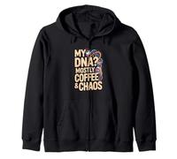 My DNA? Mostly Coffee And Chaos Books Nerd Life Zip Hoodie