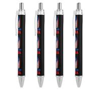 My DNA PuertoRico1 Flag Novelty Ballpoint Pen Printed Retractable Black Round Barrel Fine Point Pens 0.5mm 1/2/4 Pcs
