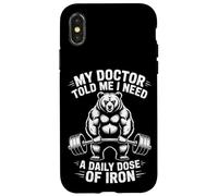 My Doctor Told Me I Need Iron Funny Bear Powerlifter Fitness Case for iPhone X/XS