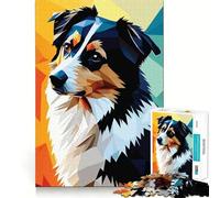 My Dog Australian Shepherd Hard Jigsaw Puzzle for Adults 1000 Pieces Think Toy Peaceful Fun Clean Cut Fine Art Piece (38x26cm)