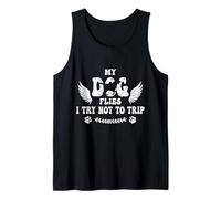 My Dog Flies I Try Not to Trip Dog Agility Retro Groovy Dog Tank Top
