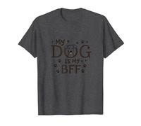 My Dog is My BFF - Cute Pet Lover Typography T-Shirt, Men, Dark Heather Grey, 4XL