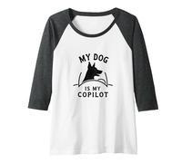 My Dog is My Copilot - Pet Lover Car Window Decal Raglan Baseball Tee, Women, Dark Heather/White, XL