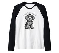 My Dog is My Therapist Funny Cute Adorable Puppy Dog Cartoon Raglan Baseball Tee