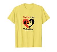 My Dog is My Valentine Heart Pet Love T-Shirt, Men, Lemon, 3XL