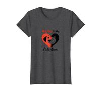 My Dog is My Valentine Heart Pet Love T-Shirt, Women, Dark Heather Grey, XS