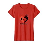 My Dog is My Valentine Heart Pet Love T-Shirt, Women, Red, L