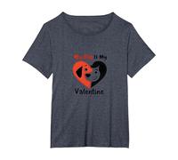 My Dog is My Valentine Heart Pet Love T-Shirt, Women's Plus, Heather Blue, 1X