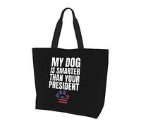 My Dog Is Smarter Than Your President Women'S Lightweight Canvas Handbag Reusable Shopping Bag Black