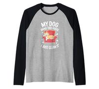 My Dog Owns This House I Just Clean It Funny Dog Owner Raglan Baseball Tee