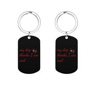 My Dog Thinks I Am Cool Personalized Metal Key Tags with Labels Keychain Stainless Steel Key Rings Signs