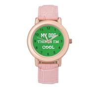 My Dog Thinks I'm Cool Humor Wrist Watches for Women Men Quartz Stainless Steel Watch Easy to Read
