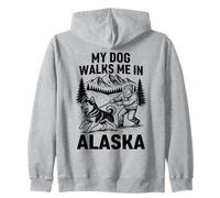 My Dog Walks Me In Alaska Funny Husky Adventure Zip Hoodie