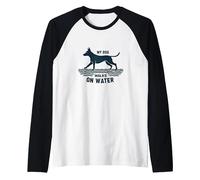 My Dog Walks on Water: Quirky Pet Lover Raglan Baseball Tee, Men, Black/White, L