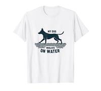 My Dog Walks on Water: Quirky Pet Lover T-Shirt, Men, White, 6XL