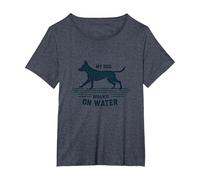My Dog Walks on Water: Quirky Pet Lover T-Shirt, Women's Plus, Heather Blue, 2X