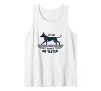 My Dog Walks on Water: Quirky Pet Lover Tank Top, Men, White, L