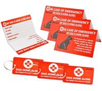 My Dogs are Home Alone Alert Key Tag Keychain Emergency Contact Wallet Card Folded - 2 Writable Back Sides (Dog Emergency Wallet Card & Tag)…
