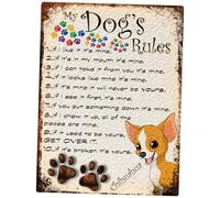 MY DOG'S RULES RETRO STYLE METAL TIN CHIHUAHUA SIGN/PLAQUE THEME 10" X 8" (94DRM)