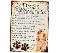 MY DOG'S RULES RETRO STYLE METAL TIN COCKER SPANIEL SIGN/PLAQUE THEME 10" X 8" (96DRM)