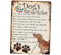 MY DOG'S RULES RETRO STYLE METAL TIN DACHSHUND SIGN/PLAQUE THEME 10" X 8" (27RM)